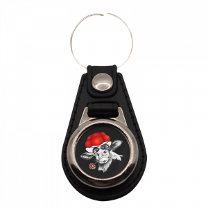 Schlüsselanhänger rund Bollenhut Kuh mit Blume