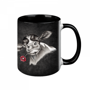 TASSE Black Edition - Kalb mit Blume