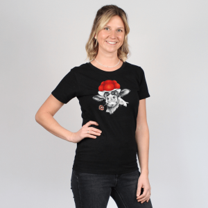 Damen T-Shirt - Bollenhut Kuh mit Blume