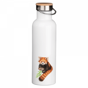 Thermoflasche mit Bambusdeckel  - Roter Panda