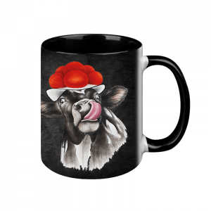 TASSE Black Edition - Bollenhut Kuh mit Zunge